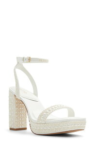 �A���h ���f�B�[�X �V���[�Y �q�[�� �v���b�g�t�H�[�� �T���_�� ALDO Lulu Block Heel Platform Sandal White �z���C�g