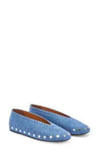 �K�j�[ ���f�B�[�X �V���[�Y �p���v�X Ganni Jenny Studded Ballet Flat Mid Blue Stone �u���[