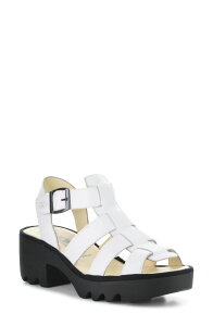 �t���C�����h�� ���f�B�[�X �V���[�Y �q�[�� �T���_�� Fly London Terf Lug Sole Sandal White �z���C�g
