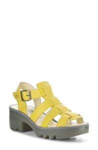�t���C�����h�� ���f�B�[�X �V���[�Y �q�[�� �T���_�� Fly London Terf Lug Sole Sandal Yellow �C�G���[
