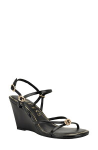 �Q�X ���f�B�[�X �V���[�Y �q�[�� �T���_�� GUESS Devve Slingback Wedge Sandal Black �u���b�N