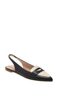 �W���b�N���W���[�X ���f�B�[�X �V���[�Y �X���b�|���E���[�t�@�[ Jack Rogers Pennie Slingback Pointed Toe Flat Black/Ivory �A�C�{���[