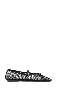 �}���S ���f�B�[�X �V���[�Y �p���v�X MANGO Buckle Strap Fishnet Ballet Flat Black �u���b�N