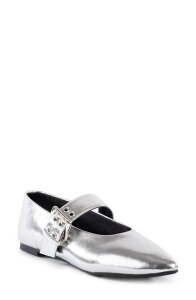 BC �t�b�g�E�F�A ���f�B�[�X �V���[�Y �p���v�X BC Footwear Spinning Around Mary Jane Flat Silver �V���o�[