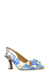 �W�F�C���j�[ ���f�B�[�X �V���[�Y �q�[�� �t�����[�� �t�����[ J. Rene Harlan Floral Bow Slingback Pump Blue/ Cream �N���[��