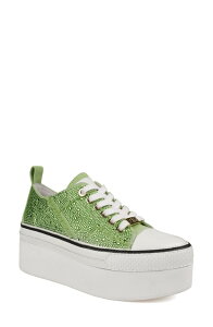 �W�W ���f�B�[�X �V���[�Y �X�j�[�J�[ �v���b�g�t�H�[�� ZIGI Koralay Rhinestone Platform Sneaker Apple Green �O���[��