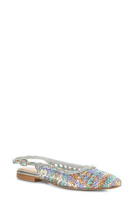 �{�X�A���h�R�[ ���f�B�[�X �V���[�Y �p���v�X �L���b�v Bos. & Co. Willow Slingback Cap Toe Flat Silver Multi �V���o�[