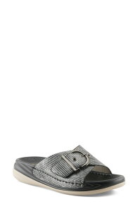 �t���N�T�X ���f�B�[�X �V���[�Y �T���_�� Flexus by Spring Step Brewer Slide Sandal Black Metallic �u���b�N
