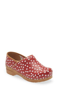 �T�j�[�^ ���f�B�[�X �V���[�Y �T���_�� �h�b�g�� �h�b�g Sanita Roxbury Polka Dot Clog Red ���b�h