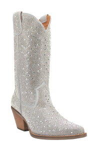 �f�B���S ���f�B�[�X �V���[�Y �u�[�c�E���C���u�[�c Dingo Silver Dollarhinestone Western Boot Silver �V���o�[