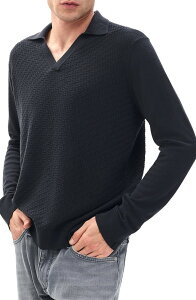 ���O�A���h�{�[�� �����Y �g�b�v�X �|���V���c �E�[�� �Z�[�^�[ rag & bone Charles Wool Johnny Collar Polo Sweater Washed Black �u���b�N