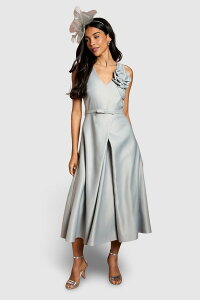 �R�[�X�g ���f�B�[�X �g�b�v�X �����s�[�X �~�f�B �T�e�� Coastructured Satin 3D Corsage Midi Dressilver �V���o�[