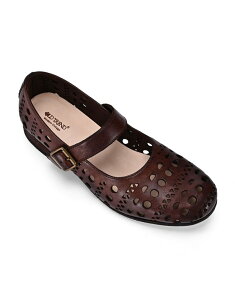 �I�[���h�g�����h ���f�B�[�X �V���[�Y �p���v�X �J�b�g�A�E�g ���U�[ OLD TREND Retro Genuine Leather Breathable Cutout Mary Jane Flat Coffee �R�[�q�[