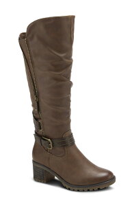 �X�v�����O�X�e�b�v ���f�B�[�X �V���[�Y �u�[�c�E���C���u�[�c Spring Step Spring Street Gemisola Wateresistant Faux Fur Lined Knee High Boot Brown Synthetic �u���E��