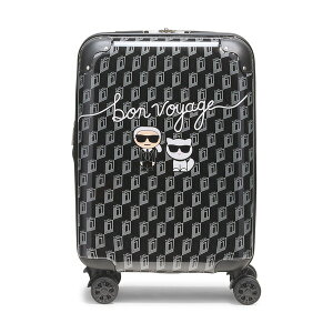 �J�[�� ���K�[�t�F���h ���f�B�[�X �o�b�O KARLAGERFELD Bon Voyage 21 Upright Carry On Suitcase Black/Grey �u���b�N