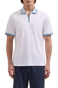 �u�K�b�` �����Y �g�b�v�X �|���V���c �n�[�t�W�b�v Bugatchi Quarter Zipolo White �z���C�g