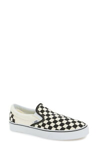 �o���Y �����Y �V���[�Y �X�j�[�J�[ Vans Classic Slip-On Sneaker Black White Checker �z���C�g
