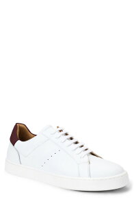�u���[�m�}�O�� �����Y �V���[�Y �X�j�[�J�[ ���U�[ Bruno Magli Damiano Low Top Leather Sneaker White/ Bordeaux Leather �z���C�g