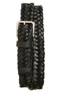 ���B���X �����Y �A�N�Z�T���[ �x���g ���U�[ Vince Alex Woven Leather Belt Black �u���b�N