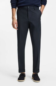 �{�X �����Y �{�g���X �J�W���A���p���c �X�g���[�g BOSS Kane Flat Front Straight Leg Pants Dark Blue �u���[