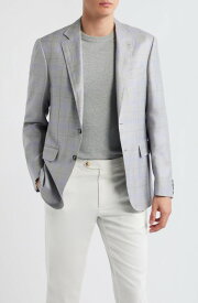 カナーリ メンズ アウター ジャケット・ブルゾン コート リネン Canali Kei Trim Fit Light Grey Plaid Cashmere & Linen Blend Sport Coat Light Grey グレー