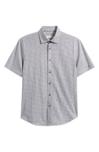 �u�K�b�` �����Y �g�b�v�X �V���c �v�����g �R�b�g�� Bugatchi Miles OoohCotton Geo Print Short Sleeve Button-Up Shirt White �z���C�g