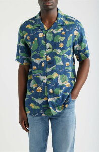 �y���h���g�� �����Y �g�b�v�X �V���c �t�����[�� �R�b�g�� �t�����[ Pendleton Floral Cotton Camp Shirt Lily Pad Blue �u���[
