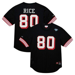 �~�b�`�F��&�l�X �����Y �g�b�v�X T�V���c ���b�V�� Men's Mitchell & Ness Jerry Rice Black San Francisco 49ers Retired Player Name & Number Mesh Top Black �u���b�N