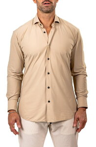 �}�Z�I �����Y �g�b�v�X �V���c �j�b�g Maceoo Einshaped Fit Marthy3009 Brown Knit Button-Up Shirt Brown �u���E��