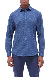 �u�K�b�` �����Y �g�b�v�X �V���c �R�b�g�� Bugatchi James OoohCotton Diamond Check Button-Up Shirt Navy �l�C�r�[