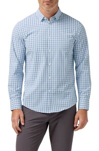 �~�Y�����C�� �����Y �g�b�v�X �V���c Mizzen+Main Leeward No Tuck Trim Fit Performance Button-Up Shirt Cloud Blue Hudson Plaid �u���[