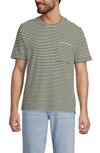 �����Y�G���h �����Y �g�b�v�X T�V���c �R�b�g�� ���l�� Lands' End Short Sleeve Cotton Linen Tee River Stone Green Stripe �O���[��