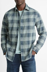 ���B���X �����Y �g�b�v�X �V���c �R�b�g�� Vince Big Sky Gradient Check Cotton Button-Up Shirt Rapids Combo �`�F�b�N