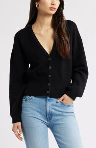 �I�[�v���G�f�B�b�g ���f�B�[�X �A�E�^�[ �p�[�J�[�E�X�E�F�b�g �J�[�f�B�K�� Open Edit Rib Waist Cardigan Black �u���b�N