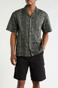 �J�[�n�[�g �����Y �g�b�v�X �V���c �R�b�g�� Carhartt Work In Progressnake Camo Cotton Twill Camp Shirt Snake Leaf (Garment)
