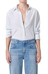�V�`�Y���Y �I�u �q���[�}�j�e�B ���f�B�[�X �g�b�v�X �V���c �X�����t�B�b�g Citizens of Humanity Avni Slim Fit Button-Up Shirt Blue Microstripe �u���[