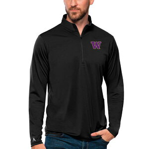 �A���e�B�O�A �����Y �A�E�^�[ �W���P�b�g�E�u���]�� Men's Antigua Black Washington Huskies Tribute Quarter-Zip Top Black �u���b�N