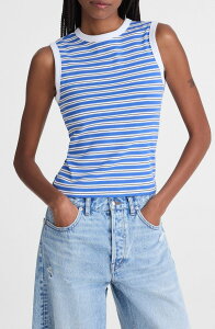 ���C�h�E�F�� ���f�B�[�X �g�b�v�X �V���c �R�b�g�� Madewell The '90s Compact Cotton Shell Tank Retro Blue �u���[