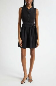 ���C�~�[ �u���b�N ���f�B�[�X �g�b�v�X �����s�[�X �~�j �m�[�X���[�u Ramy Brook Orla Belted Sleeveless Mixed Media Minidress Black �u���b�N