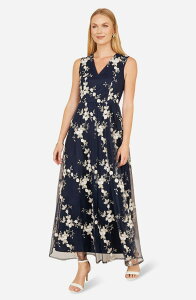 ���~�L�� ���f�B�[�X �g�b�v�X �����s�[�X ���b�V�� �h�J �}�L�V Yumi Mesh Embroidered Maxi Dress Navy �l�C�r�[