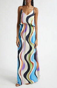 ���C�~�[ �u���b�N ���f�B�[�X �g�b�v�X �����s�[�X �v�����g �}�L�V Ramy Brook Clarissa Wave Print Maxi Dress Multi Wave �}���`�J���[