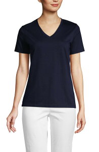 �����Y�G���h ���f�B�[�X �g�b�v�X �V���c V�l�b�N �R�b�g�� Lands' End Supima Cotton V-Neck T-Shirt Radiant Navy �l�C�r�[