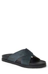 �u���[�m�}�O�� �����Y �V���[�Y �T���_�� Bruno Magli Bologna Slide Sandal Navy Nubuck �l�C�r�[