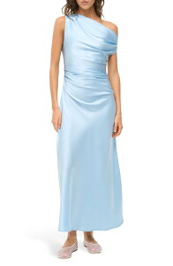 �X�^�E�h ���f�B�[�X �g�b�v�X �����s�[�X �~�f�B �����V�����_�[ �V���N STAUD Phare One-Shoulder Stretch Silk Midi Dress Cloud
