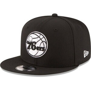 �j���[�G�� �����Y �A�N�Z�T���[ �X�q ���S Men's New Era Black Philadelphia 76ers Black & White Logo 9FIFTY Adjustable Snapback Hat Black �u���b�N
