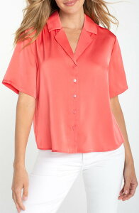 �����@�v�[�� ���T���[���X ���f�B�[�X �g�b�v�X �V���c Liverpoolos Angeles Camp Collar Button-Up Shirt Sunset Coral �R�[����