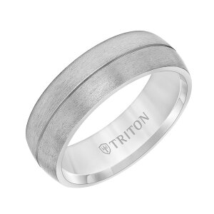 �g���g�� ���f�B�[�X �A�N�Z�T���[ �w�� Triton 7mm Tantalum Ring with Brush Finish Dome with Center line Metallic Silver �V���o�[