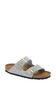 �r���P���V���g�b�N ���f�B�[�X �V���[�Y �T���_�� �v�����g Birkenstock Arizona Flower Print Slide Sandal Baby Blue Suede �u���[