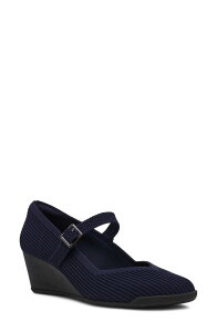 �A���N���C�� ���f�B�[�X �V���[�Y �q�[�� Anne Klein Trixie Wedge Mary Jane Pump Navy Knit �l�C�r�[