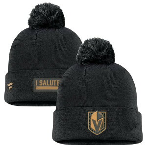 �t�@�i�e�B�N�X �����Y �A�N�Z�T���[ �X�q �j�b�g Men's Fanatics Black Vegas Golden Knights Military Appreciation Cuffed Knit Hat with Pom Black �u���b�N